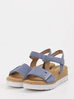 Gabor Comfort – Keilsandaletten aus Veloursleder jeansblau