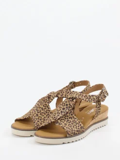Gabor Comfort – Keilsandalette aus Leder im Leoprint