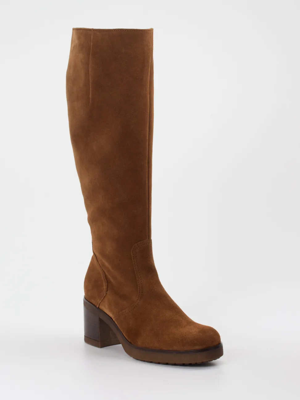 Gabor Comfort – Kniestiefel aus Veloursleder cognac