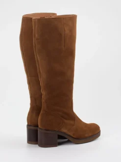 Gabor Comfort – Kniestiefel aus Veloursleder cognac