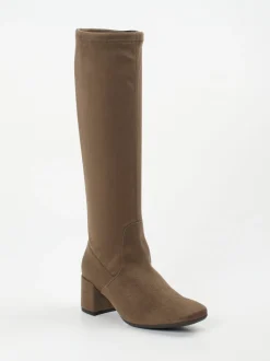 Gabor Comfort – Kniestiefel aus Stretchvelours braun
