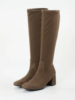 Gabor Comfort – Kniestiefel aus Stretchvelours braun