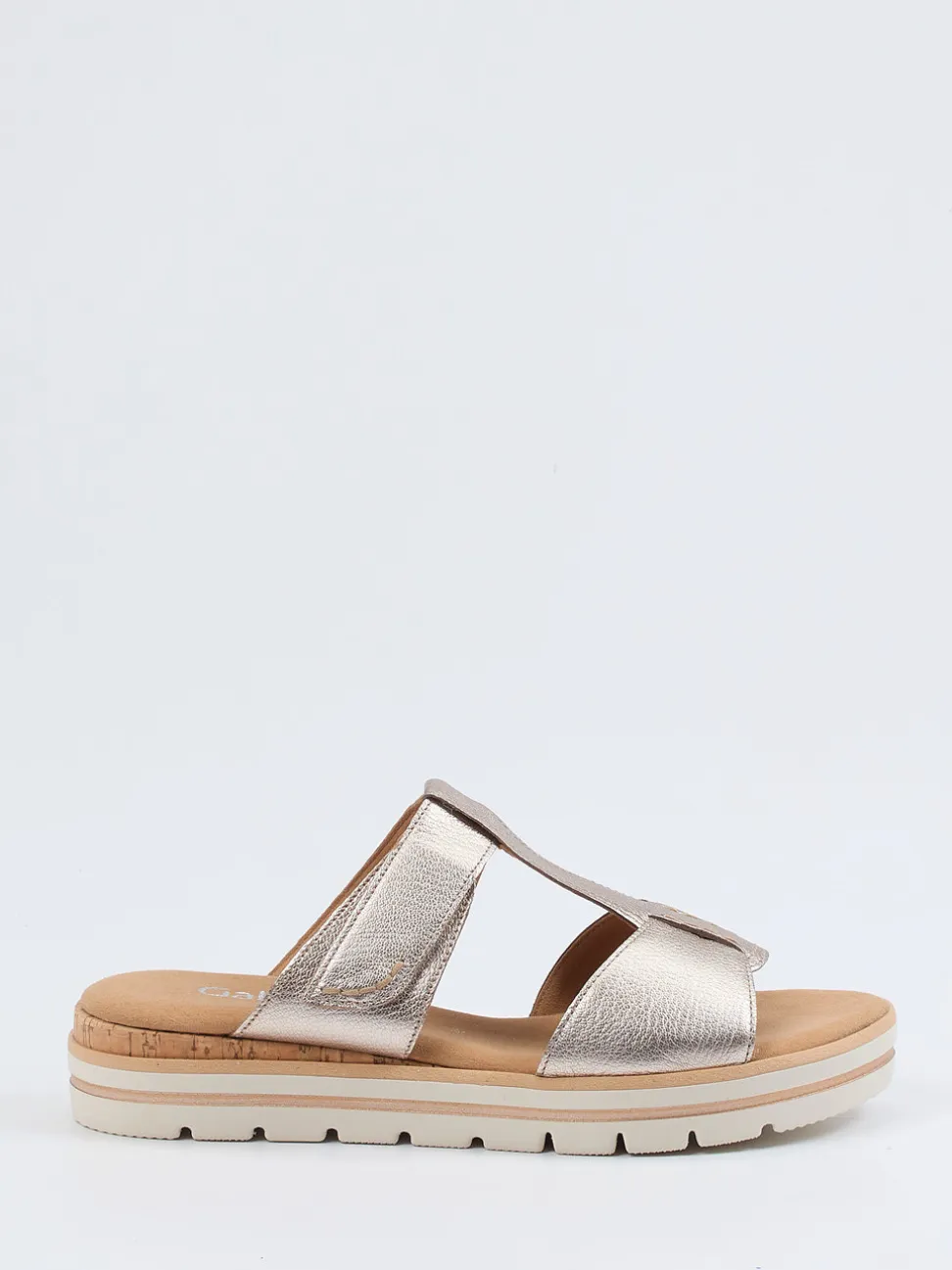Gabor Comfort – Komfort-Pantolette aus Metallicleder Champagner