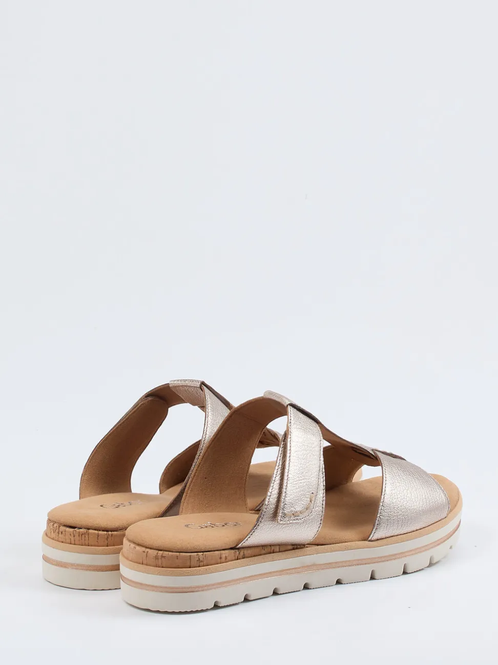 Gabor Comfort – Komfort-Pantolette aus Metallicleder Champagner