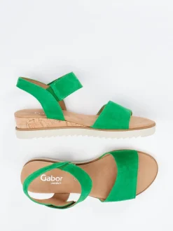 Gabor Comfort – Komfortsandale aus Veloursleder grün
