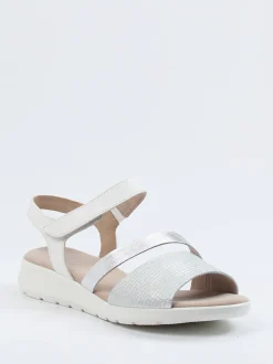 Gabor Comfort – Komfort-Sandale aus Metallicleder silber