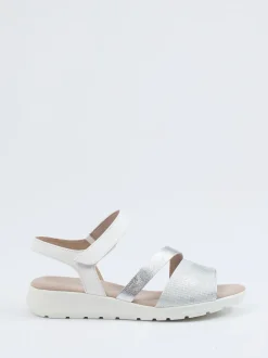 Gabor Comfort – Komfort-Sandale aus Metallicleder silber