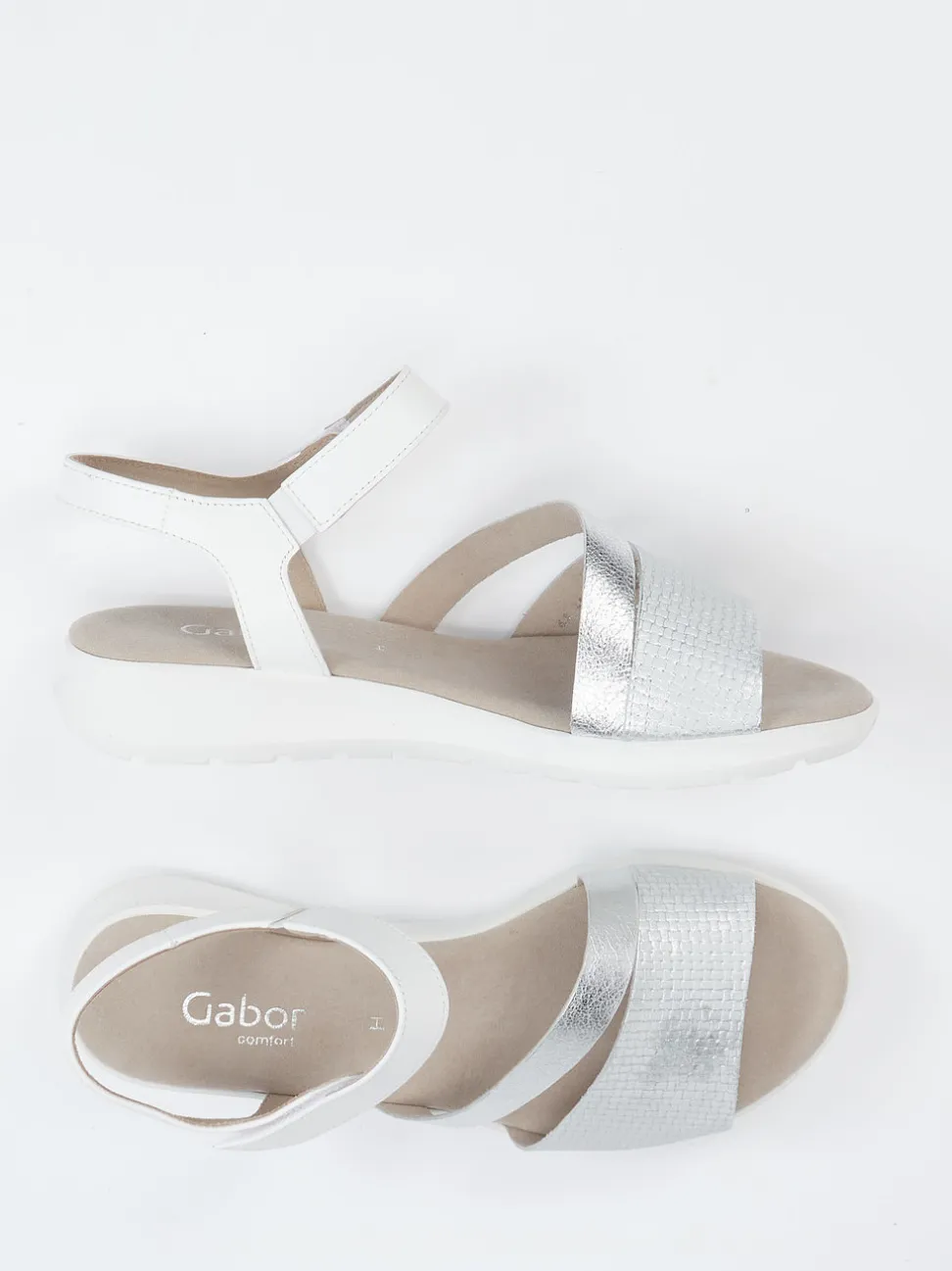 Gabor Comfort – Komfort-Sandale aus Metallicleder silber