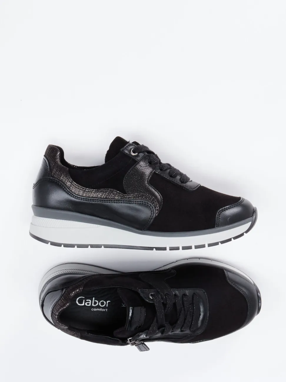 Gabor Comfort – Komfort-Sneaker aus Stretch und Leder schwarz