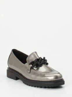 Gabor Comfort – Loafer aus Lackleder in Metallicgrau