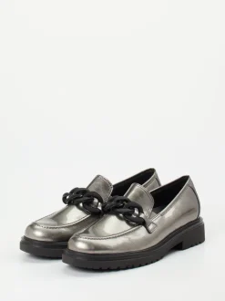 Gabor Comfort – Loafer aus Lackleder in Metallicgrau