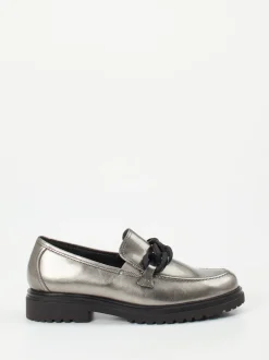 Gabor Comfort – Loafer aus Lackleder in Metallicgrau