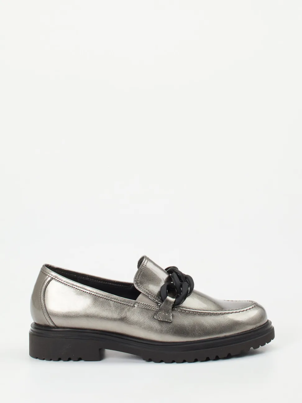 Gabor Comfort – Loafer aus Lackleder in Metallicgrau