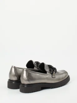Gabor Comfort – Loafer aus Lackleder in Metallicgrau