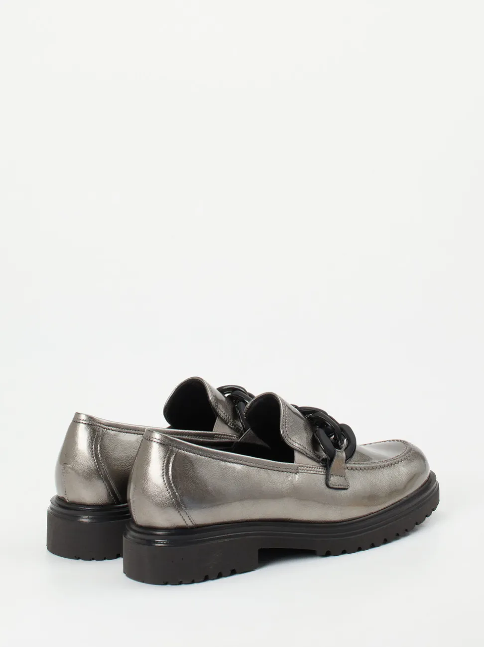 Gabor Comfort – Loafer aus Lackleder in Metallicgrau