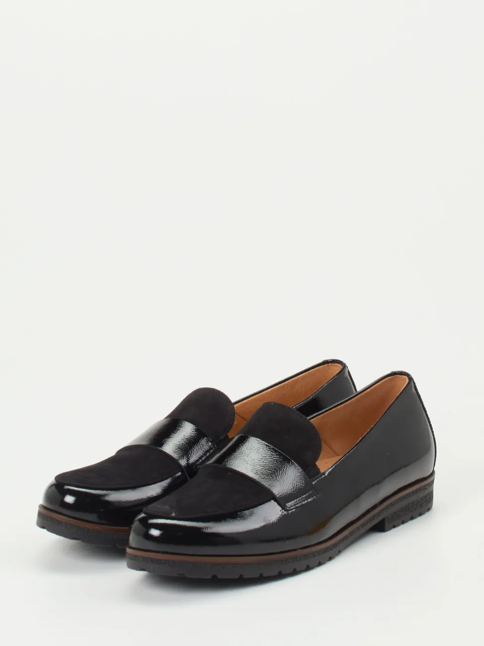 Gabor Comfort – Loafer aus Lack- und Veloursleder schwarz