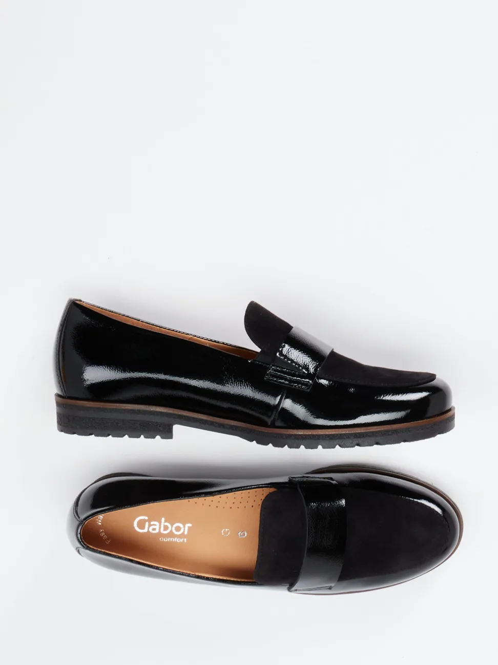 Gabor Comfort – Loafer aus Lack- und Veloursleder schwarz