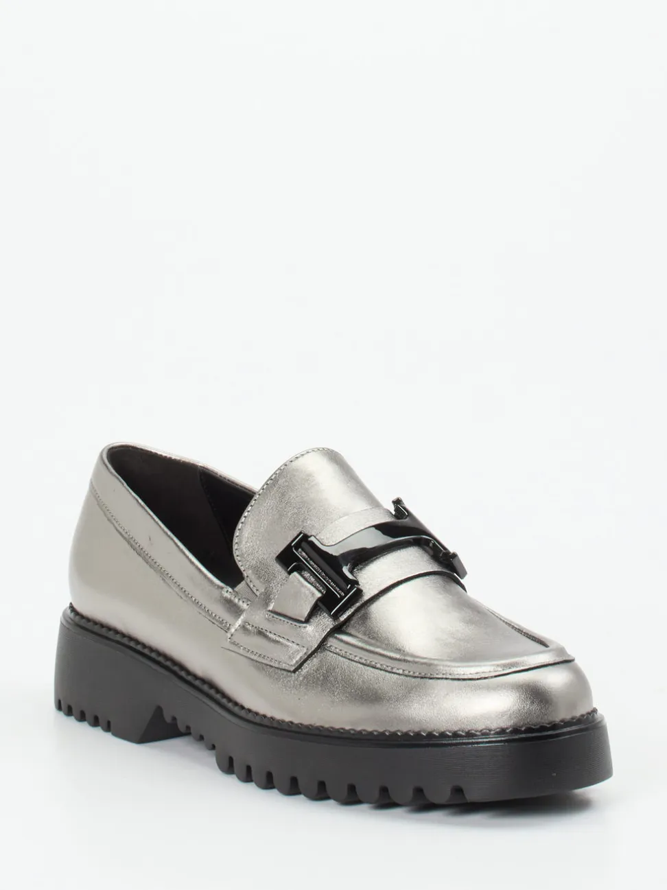 Gabor Comfort – Loafer aus Metallicleder silbergrau
