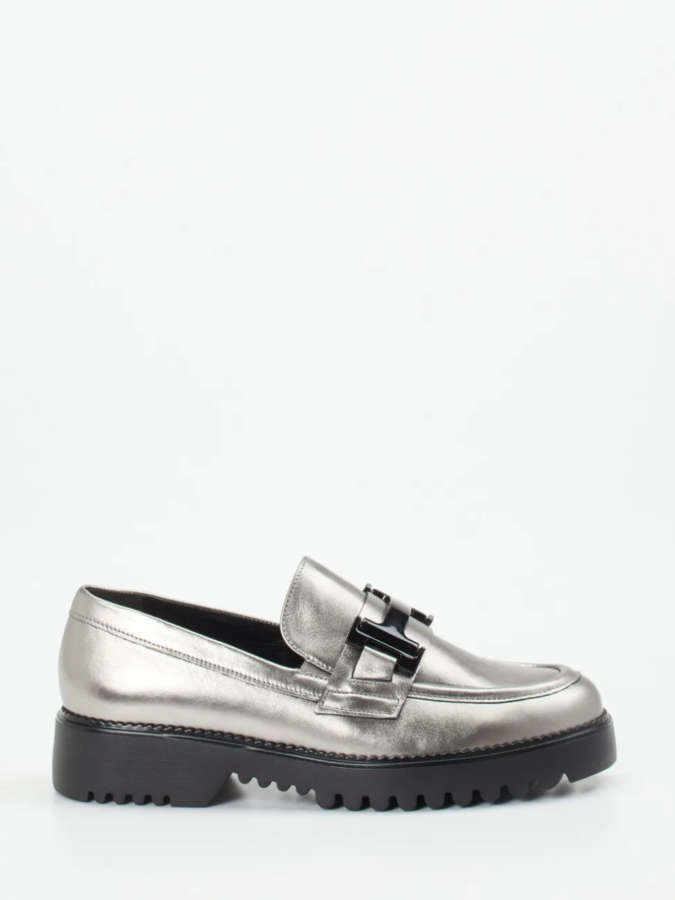 Gabor Comfort – Loafer aus Metallicleder silbergrau