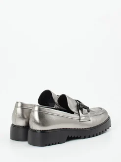 Gabor Comfort – Loafer aus Metallicleder silbergrau