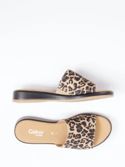 Gabor Comfort – Pantolette aus geprägtem Leder braun