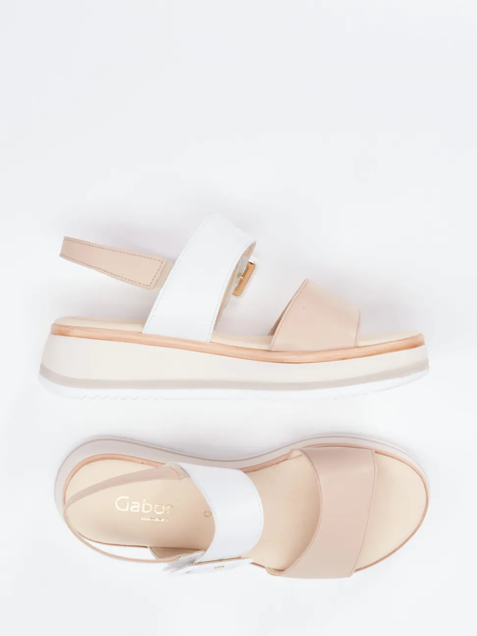 Gabor Comfort – Plateau-Sandalen aus Kalbleder beige