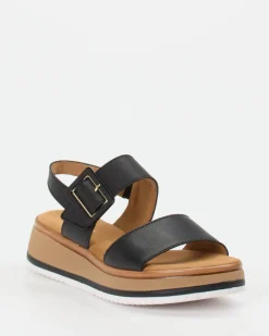 Gabor Comfort – Plateau-Sandalen aus Lammleder Schwarz