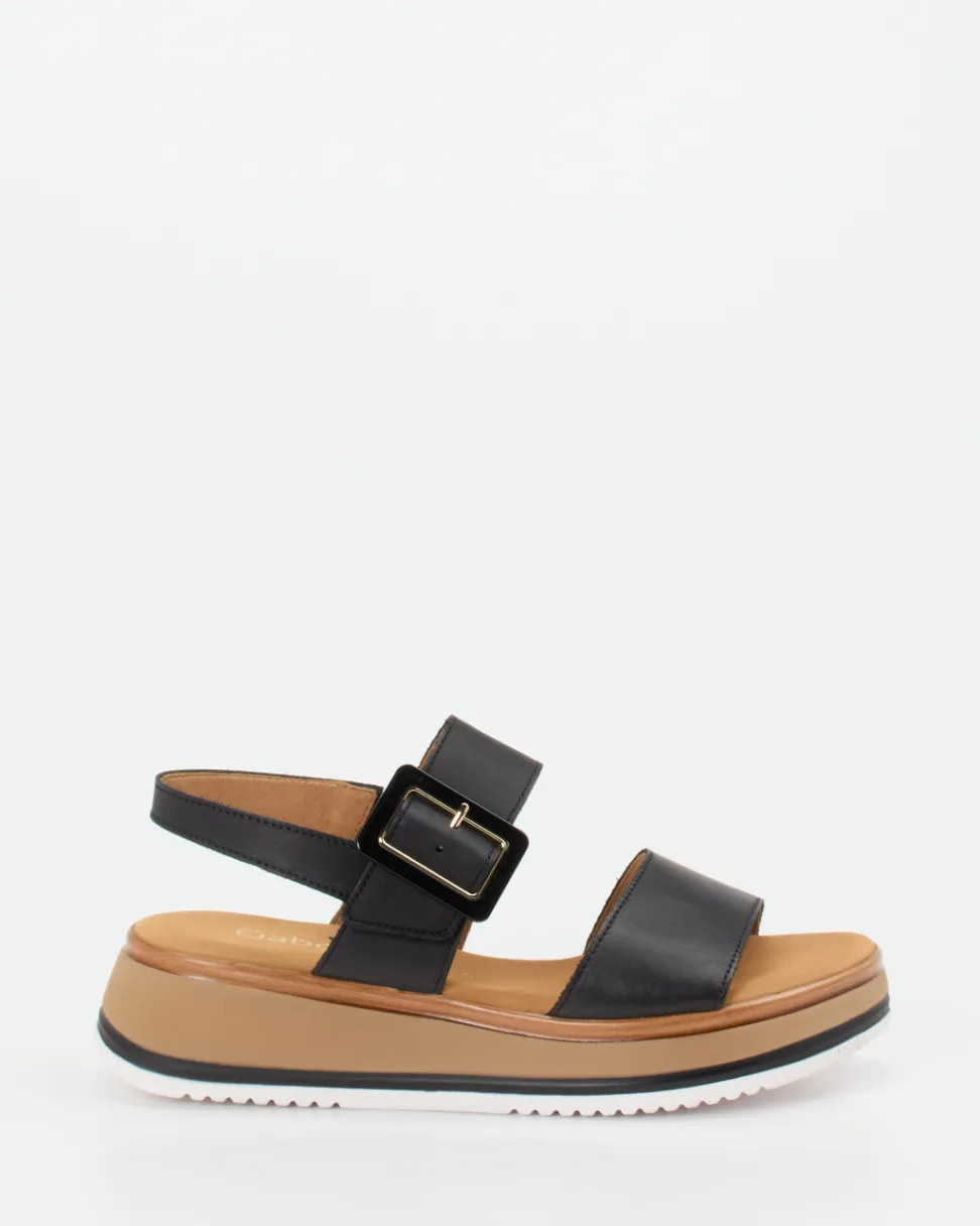 Gabor Comfort – Plateau-Sandalen aus Lammleder Schwarz