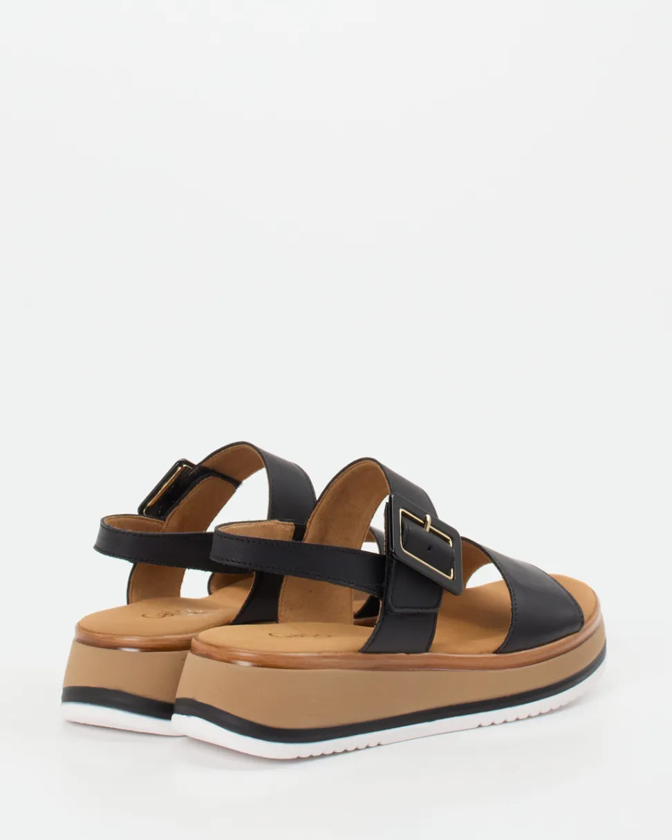 Gabor Comfort – Plateau-Sandalen aus Lammleder Schwarz