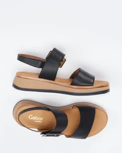 Gabor Comfort – Plateau-Sandalen aus Lammleder Schwarz