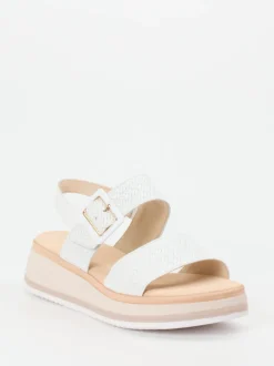 Gabor Comfort – Plateau-Sandale aus Flechtleder Offwhite