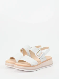 Gabor Comfort – Plateau-Sandale aus Flechtleder Offwhite
