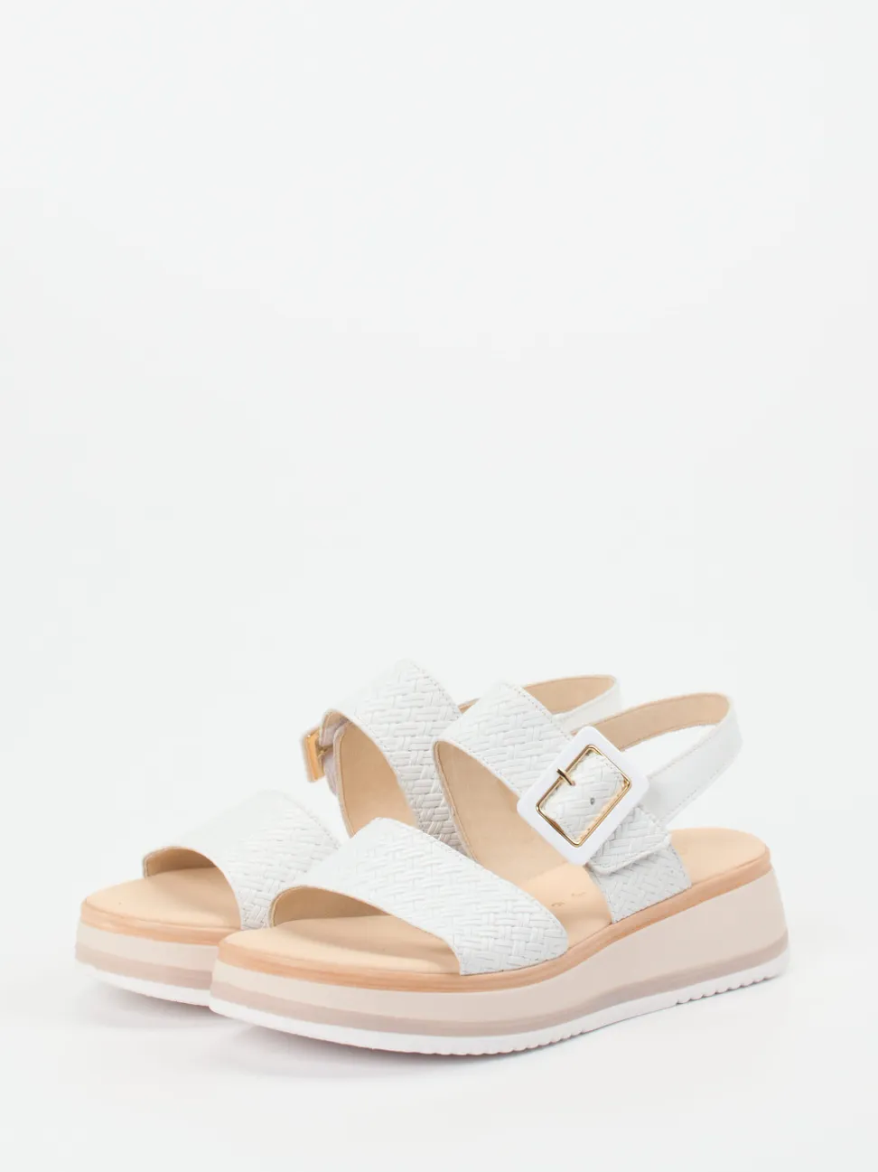 Gabor Comfort – Plateau-Sandale aus Flechtleder Offwhite