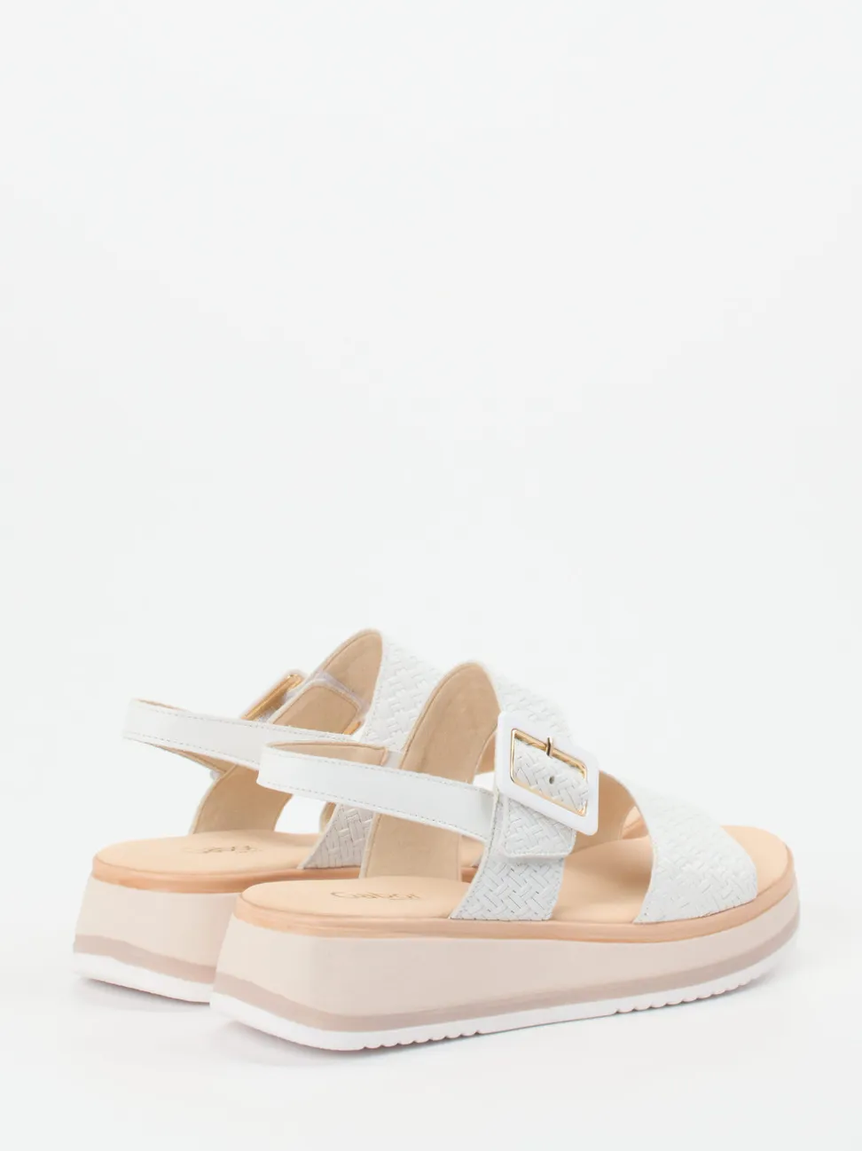 Gabor Comfort – Plateau-Sandale aus Flechtleder Offwhite