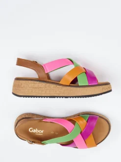 Gabor Comfort – Plateau-Sandale aus Kalbleder multicolor