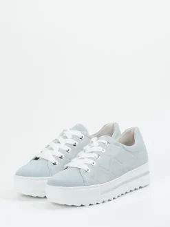 Gabor Comfort – Plateau-Sneaker aus Veloursleder hellblau