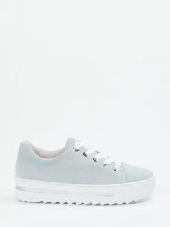 Gabor Comfort – Plateau-Sneaker aus Veloursleder hellblau
