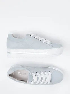 Gabor Comfort – Plateau-Sneaker aus Veloursleder hellblau