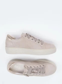 Gabor Comfort – Plateau-Sneaker aus Veloursleder Beige