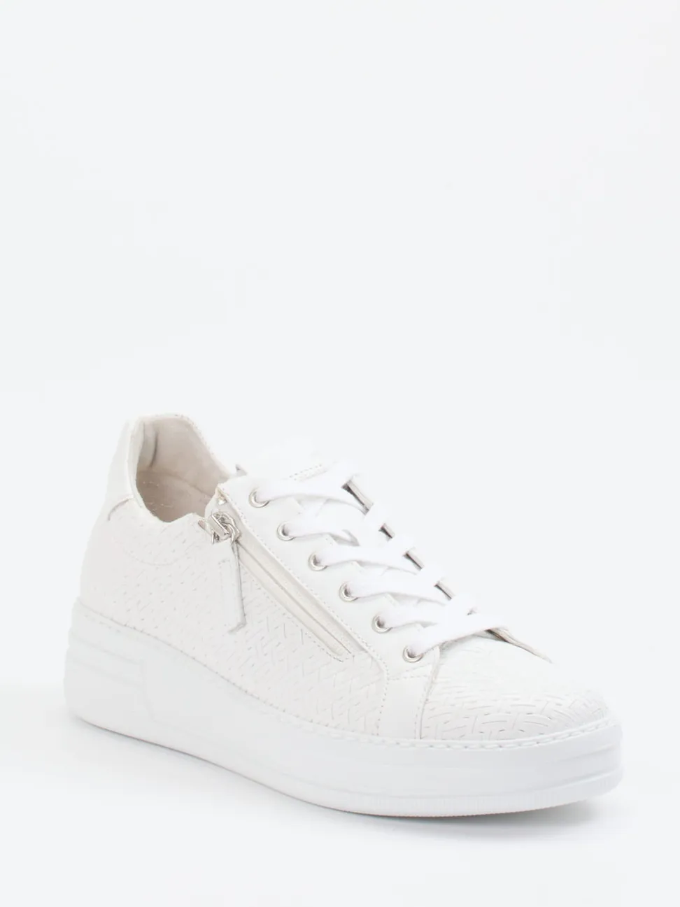Gabor Comfort – Plateau-Sneaker aus Flechtleder Weiß