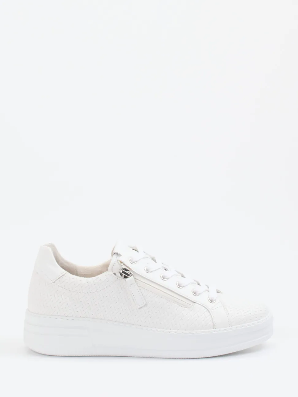 Gabor Comfort – Plateau-Sneaker aus Flechtleder Weiß
