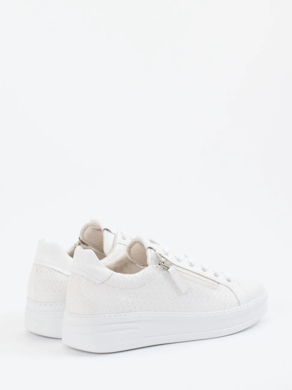 Gabor Comfort – Plateau-Sneaker aus Flechtleder Weiß
