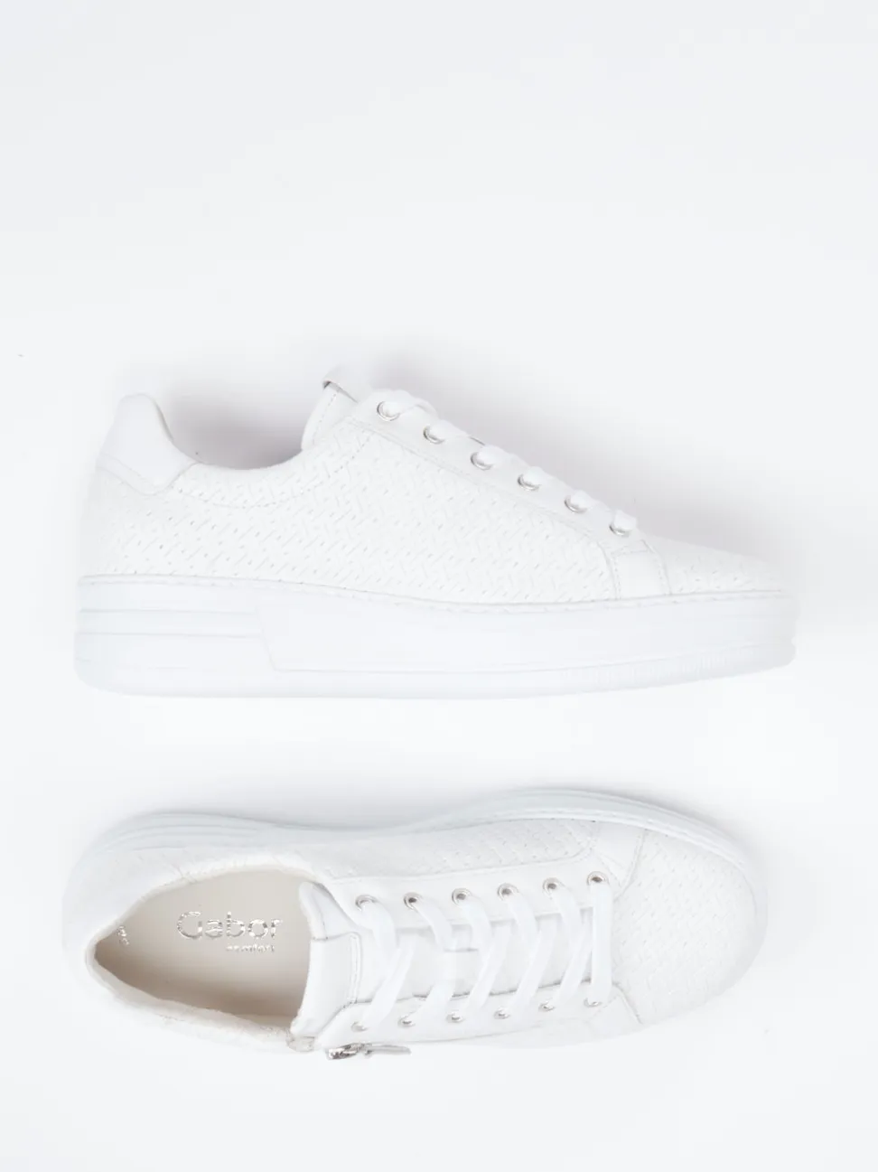 Gabor Comfort – Plateau-Sneaker aus Flechtleder Weiß