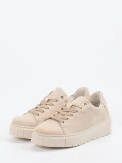Gabor Comfort – Plateau-Sneaker aus Veloursleder beige