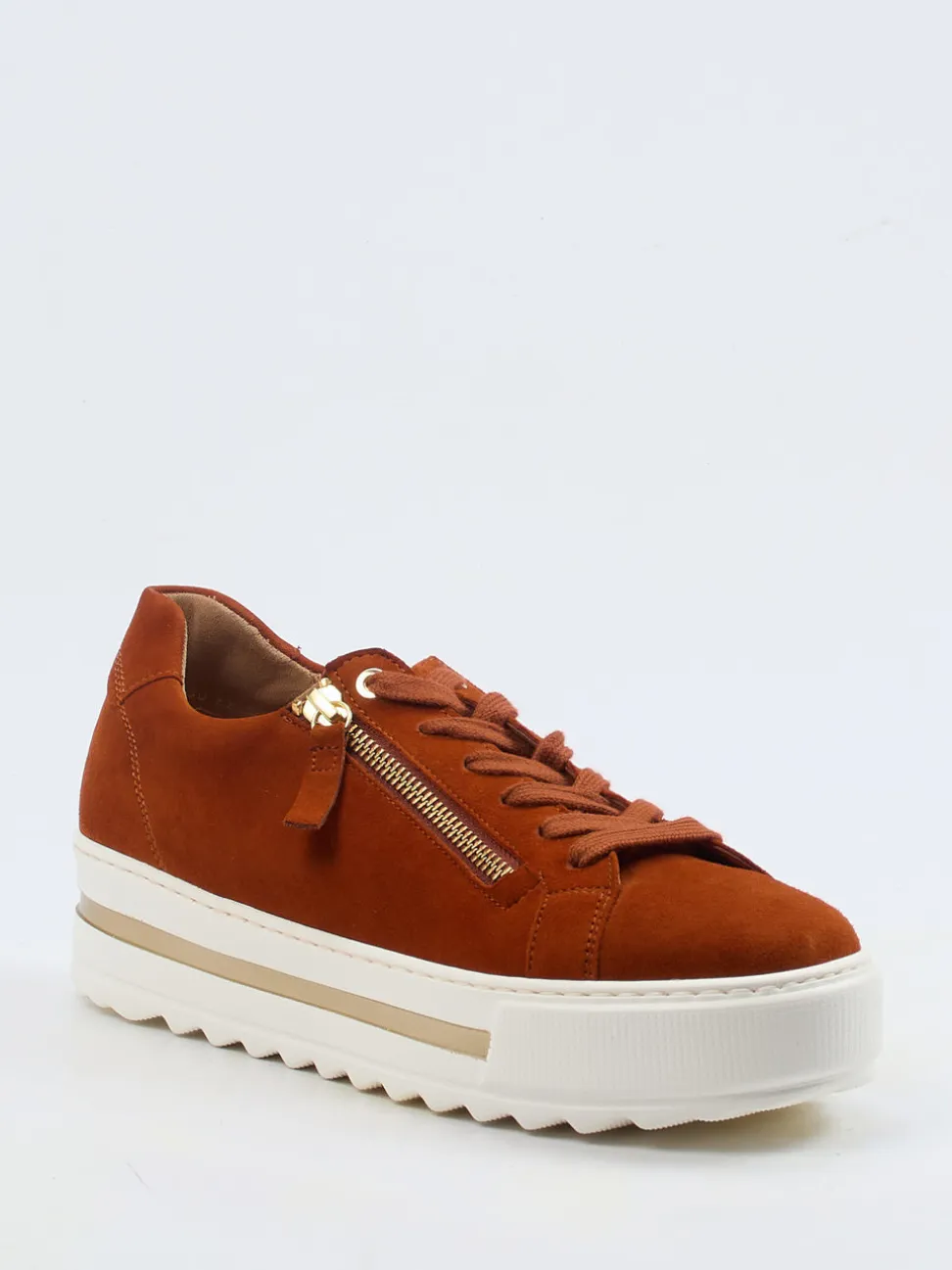 Gabor Comfort – Plateau-Sneaker aus Veloursleder ziegelrot