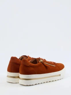 Gabor Comfort – Plateau-Sneaker aus Veloursleder ziegelrot