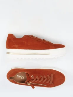 Gabor Comfort – Plateau-Sneaker aus Veloursleder ziegelrot