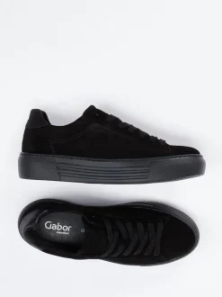 Gabor Comfort – Plateau-Sneaker aus Veloursleder Schwarz
