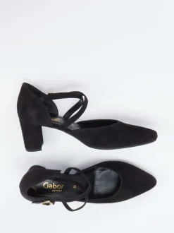 Gabor Comfort – Riemchenpumps aus Veloursleder schwarz