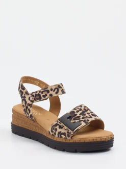 Gabor Comfort – Sandale aus geprägtem Leder mit Leoprint